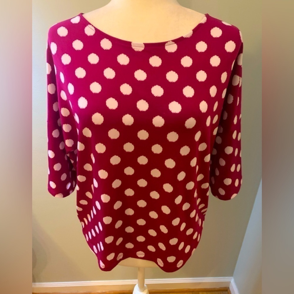 Chico’s pink dotted summer tunic, size 1 (M)